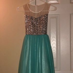 Silver sparkle and Tiffany blue sheer dress